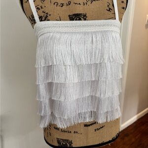 Shore White Layered Fringe camisole size medium‎ adjustable straps Party Club